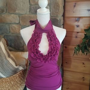 Deep Fuschia Halter Keyhole Top
